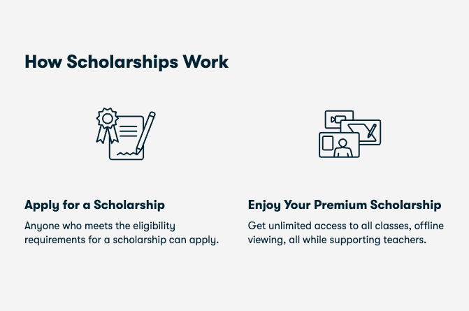 skillshare student discount through scholarship